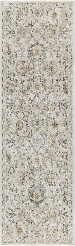 6' Gray Floral Worn Faded Runner Rug