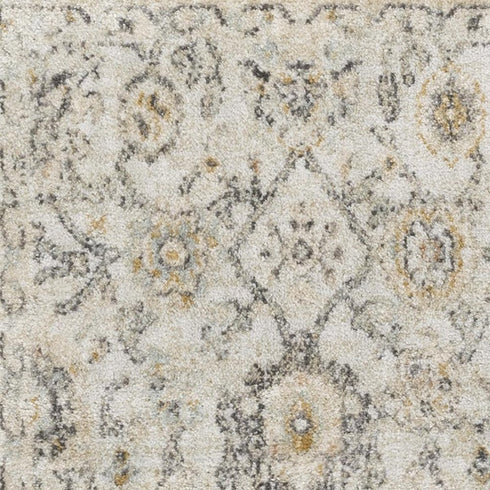 6' Gray Floral Worn Faded Runner Rug