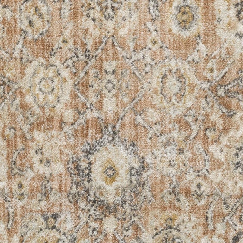 6' Red Floral Worn Faded Runner Rug