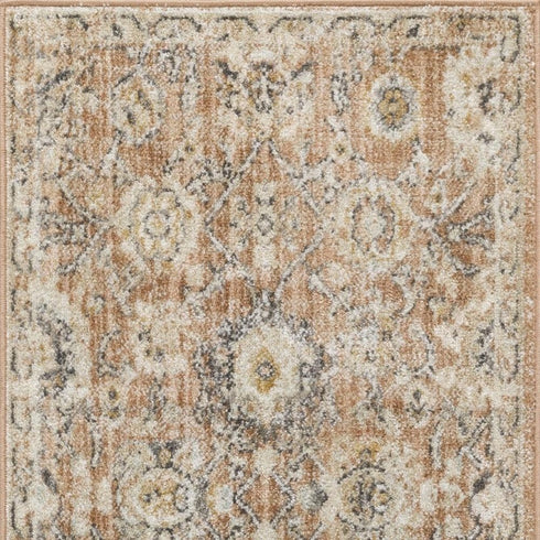 6' Red Floral Worn Faded Runner Rug