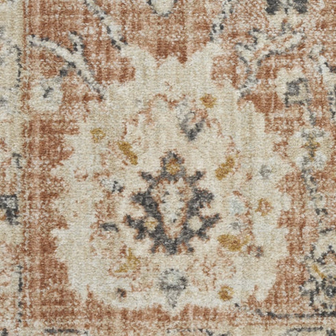 6' Red Floral Worn Faded Runner Rug