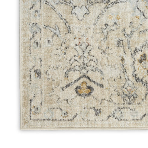 6' Ivory Floral Worn Faded Runner Rug