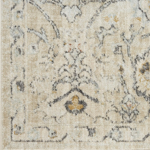 6' Ivory Floral Worn Faded Runner Rug