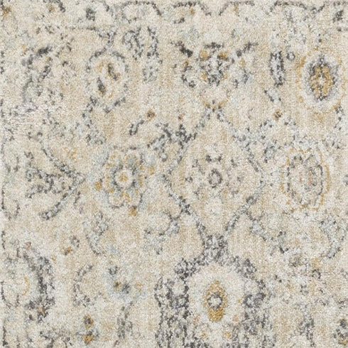 6' Ivory Floral Worn Faded Runner Rug