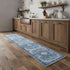 8' Blue Floral Power Loom Worn Faded Non Skid Runner Rug