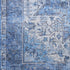 8' Blue Floral Power Loom Worn Faded Non Skid Runner Rug