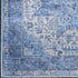 8' Blue Floral Power Loom Worn Faded Non Skid Runner Rug