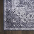 8' Gray Floral Power Loom Worn Faded Non Skid Runner Rug