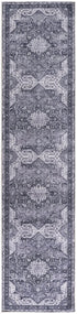 8' Gray Floral Power Loom Worn Faded Non Skid Runner Rug