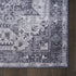 8' Gray Floral Power Loom Worn Faded Non Skid Runner Rug