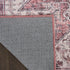 8' Red Floral Power Loom Worn Faded Non Skid Runner Rug