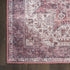 8' Red Floral Power Loom Worn Faded Non Skid Runner Rug