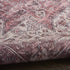 8' Red Floral Power Loom Worn Faded Non Skid Runner Rug