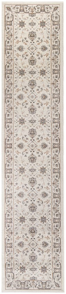 6' Ivory Floral Worn Faded Runner Rug