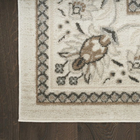 6' Ivory Floral Worn Faded Runner Rug