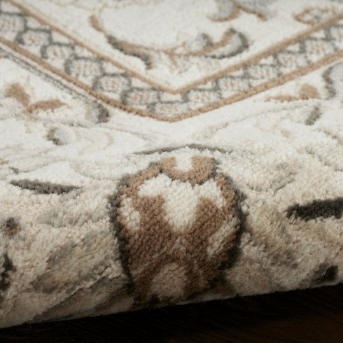 6' Ivory Floral Worn Faded Runner Rug