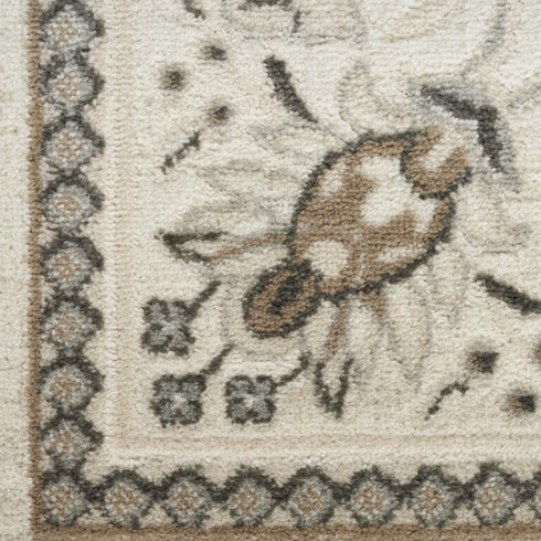 6' Ivory Floral Worn Faded Runner Rug