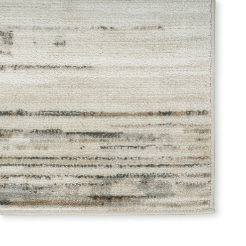 6' Ivory Abstract Worn Faded Runner Rug