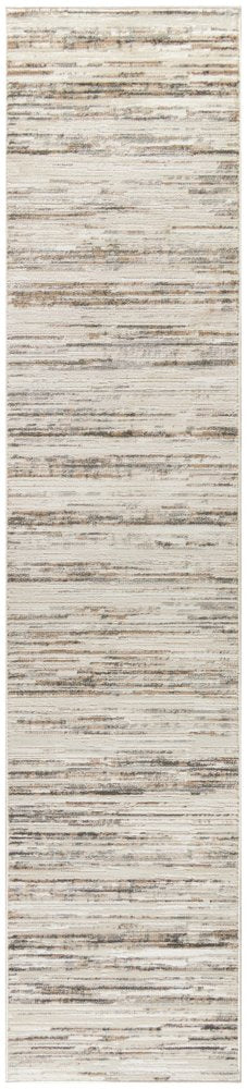 6' Ivory Abstract Worn Faded Runner Rug