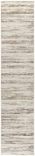 6' Ivory Abstract Worn Faded Runner Rug