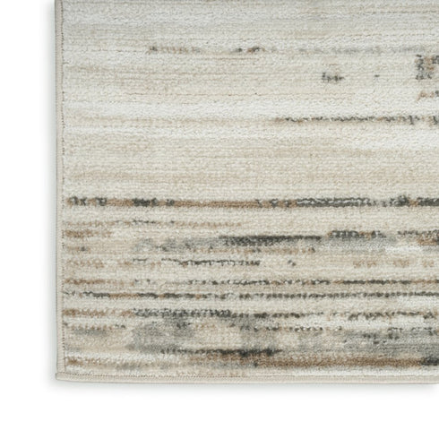6' Ivory Abstract Worn Faded Runner Rug