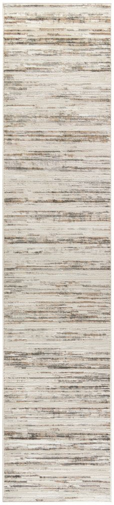 6' Ivory Abstract Worn Faded Runner Rug