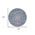 8' Blue Floral Power Loom Worn Faded Round Rug