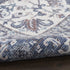 8' Blue Floral Power Loom Worn Faded Round Rug
