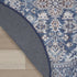 8' Blue Floral Power Loom Worn Faded Round Rug