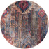 8' Red Geometric Power Loom Worn Faded Round Rug