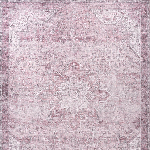 8' X 10' Pink Floral Distressed Area Rug