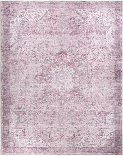 8' X 10' Pink Floral Distressed Area Rug