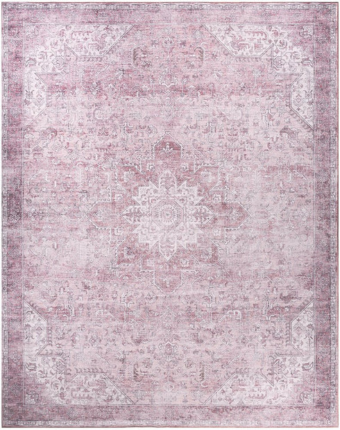 8' X 10' Pink Floral Distressed Area Rug