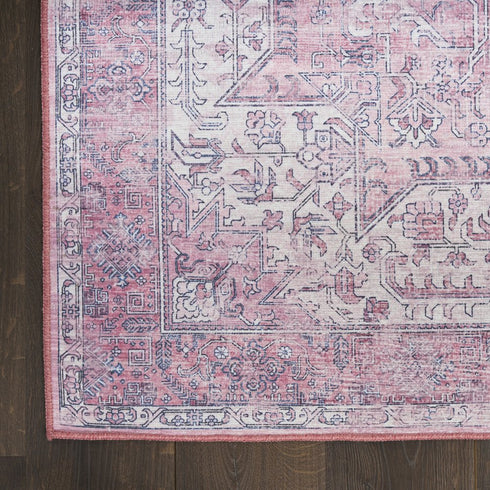 8' X 10' Pink Floral Distressed Area Rug