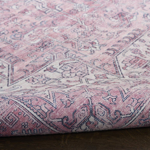 8' X 10' Pink Floral Distressed Area Rug