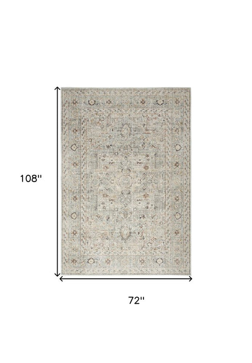 6' X 9' Gray Floral Distressed Area Rug