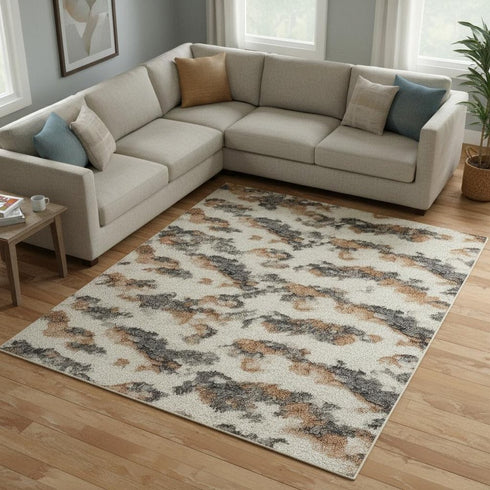 6' X 9' Gray Floral Distressed Area Rug