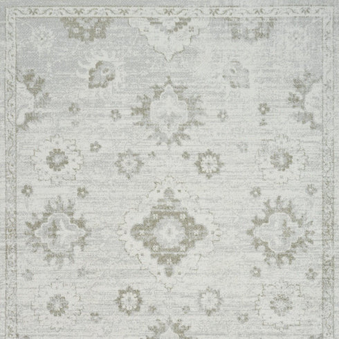 7' X 9' Ivory Floral Distressed Area Rug