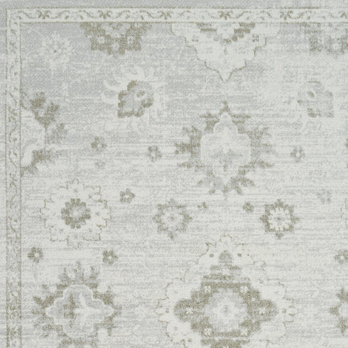 7' X 9' Ivory Floral Distressed Area Rug