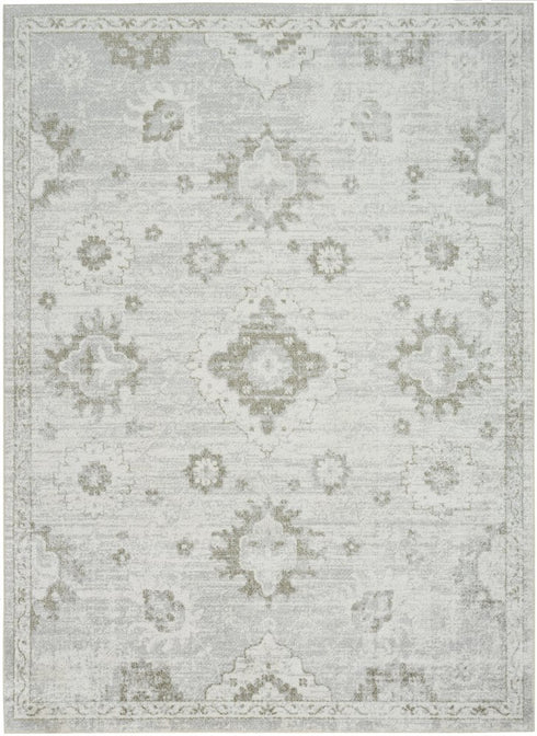 7' X 9' Ivory Floral Distressed Area Rug