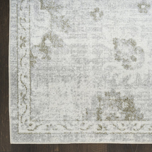 7' X 9' Ivory Floral Distressed Area Rug
