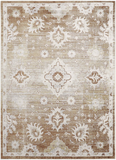 8' X 10' Brown Floral Distressed Area Rug