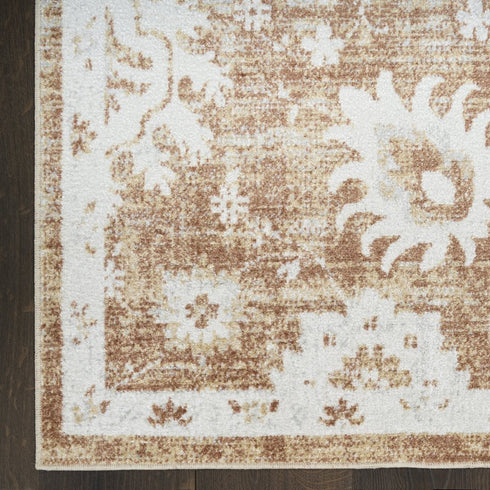 8' X 10' Brown Floral Distressed Area Rug