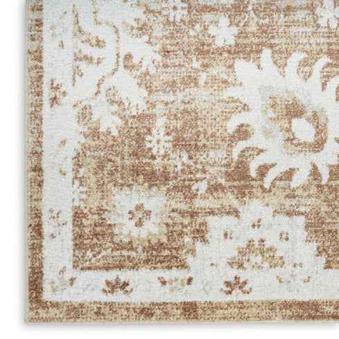 8' X 10' Brown Floral Distressed Area Rug