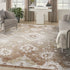 8' X 10' Brown Floral Distressed Area Rug