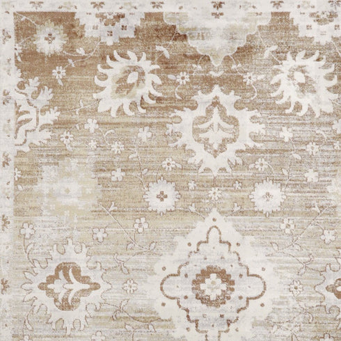 8' X 10' Brown Floral Distressed Area Rug
