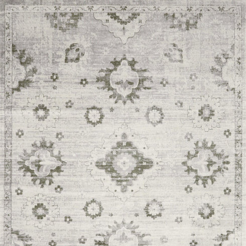 8' X 10' Ivory Floral Distressed Area Rug