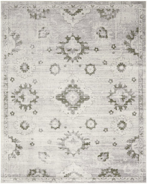8' X 10' Ivory Floral Distressed Area Rug