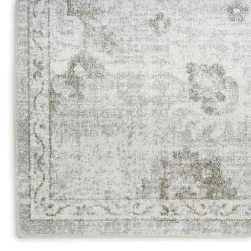 8' X 10' Ivory Floral Distressed Area Rug