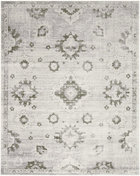 8' X 10' Ivory Floral Distressed Area Rug